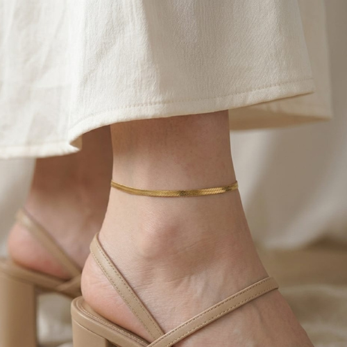 Anti Tarnish Golden Snake Chain Anklet For Women