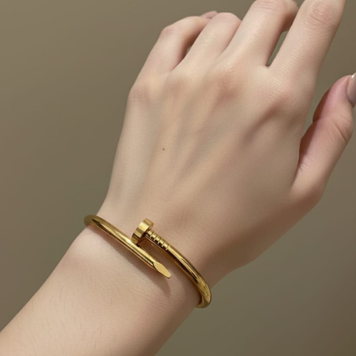 Minimal Nail Cuff Bracelet | Gold Finish Statement Bracelet