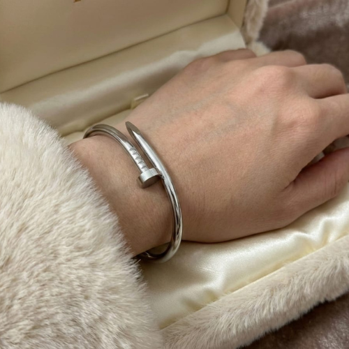 Anti-Tarnish Nail Design Silver-Tone Bracelet | Minimal Cuff