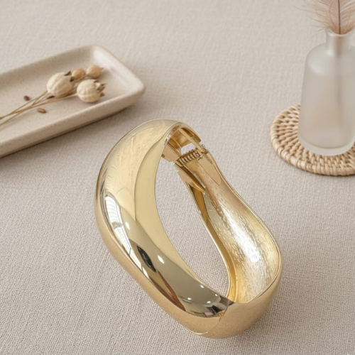 Bold Gold Finish Statement Cuff Bracelet for Women | Minimal Luxury Bangle