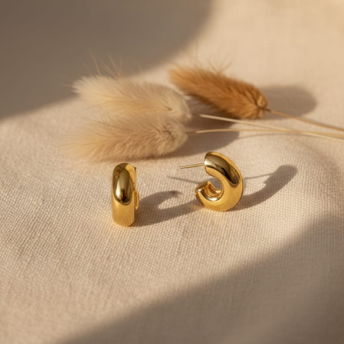 Anti Tarnish Stainless Steel Golden Cashew Earrings for Women