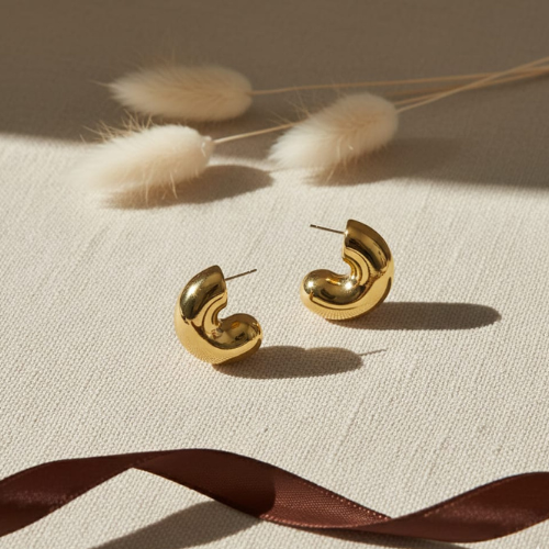 Anti Tarnish Stainless Steel Golden Cashew Earrings for Women