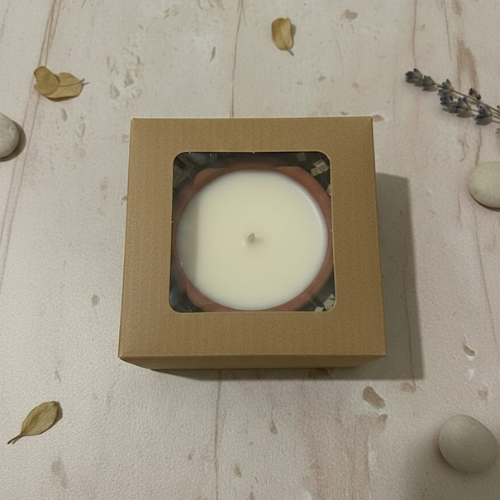 Kaarmika’s Handcrafted Earthen Diya Candle (White Candle, Pack of 4) | White Oud