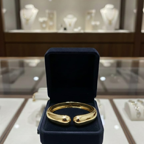 Anti Tarnish Waterproof Curved Shape Gold Plated Cuff Bracelet