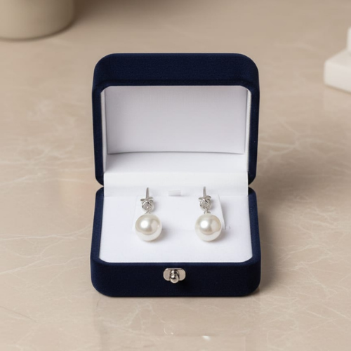 Silver Finish Knot Design Pearl Drop Earrings for Women | Elegant Minimal Earrings