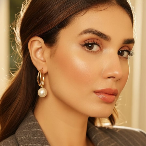 Anti Tarnish Stainless Steel Pearl Detachable Hoop Earrings for Women – 4 Way Wear