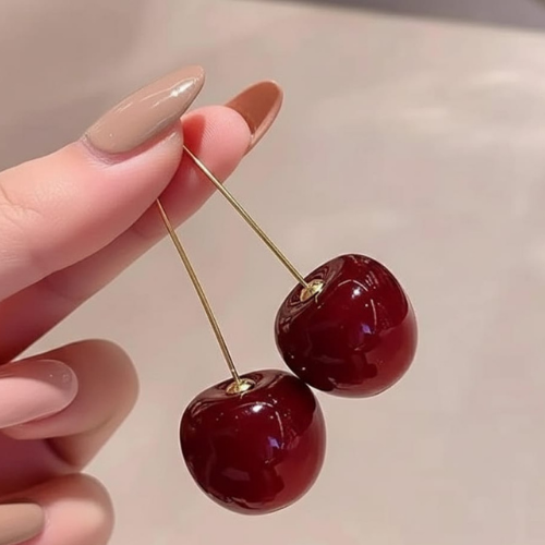 Cherry Dangle Earrings for Women | Korean Minimal Long Earrings | Lightweight Party & Casual Wear