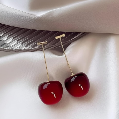 Cherry Dangle Earrings for Women | Korean Minimal Long Earrings | Lightweight Party & Casual Wear