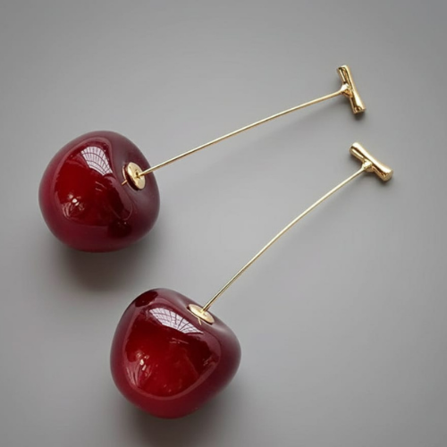 Cherry Dangle Earrings for Women | Korean Minimal Long Earrings | Lightweight Party & Casual Wear