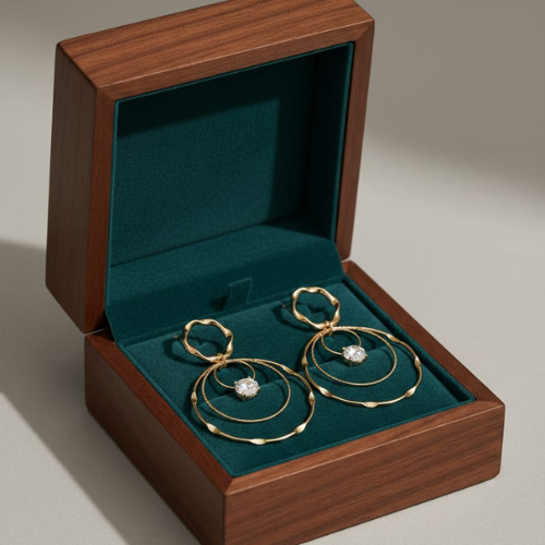 Layered Gold Hoop Earrings with Crystal Drop – Statement Dangle Earrings