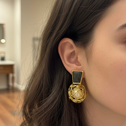Golden Orbit Statement Earrings