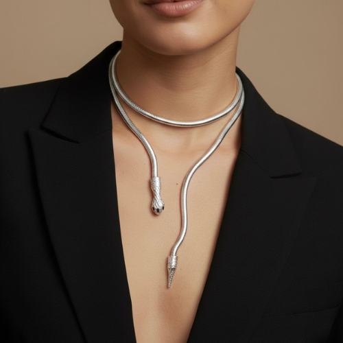 Luxury Snake Wrap Necklace & Bracelet – Adjustable Serpent Design | Gold & Silver Plated Fashion Jewelry