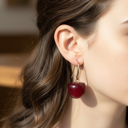 Cherry Drop Earrings – Cute Korean Style Fruit Earrings for Women