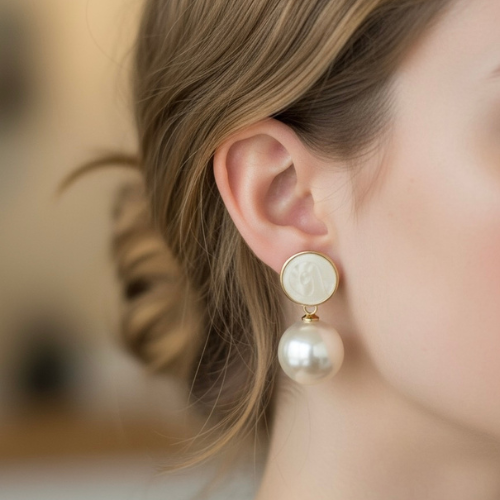 Vintage Pearl Drop Earrings - Gold Plated Classic Statement Studs