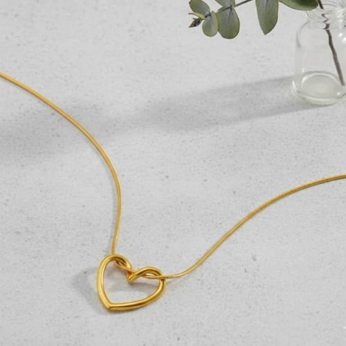 Stainless Steel Anti-Tarnish Twisted Heart Pendant Necklace