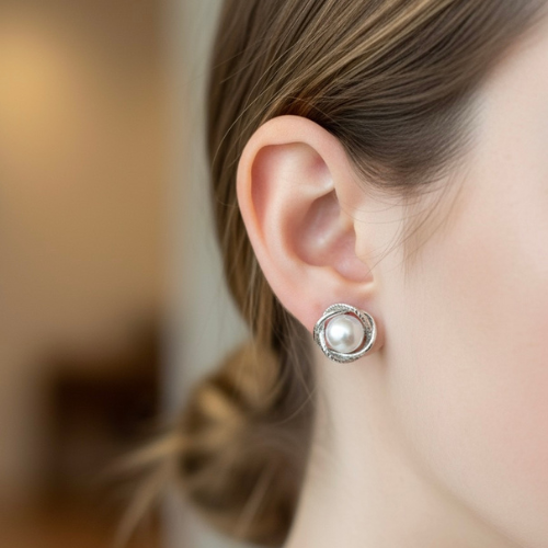 Classic Pearl Twist Stud Earrings