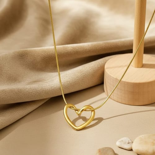 Stainless Steel Anti-Tarnish Twisted Heart Pendant Necklace